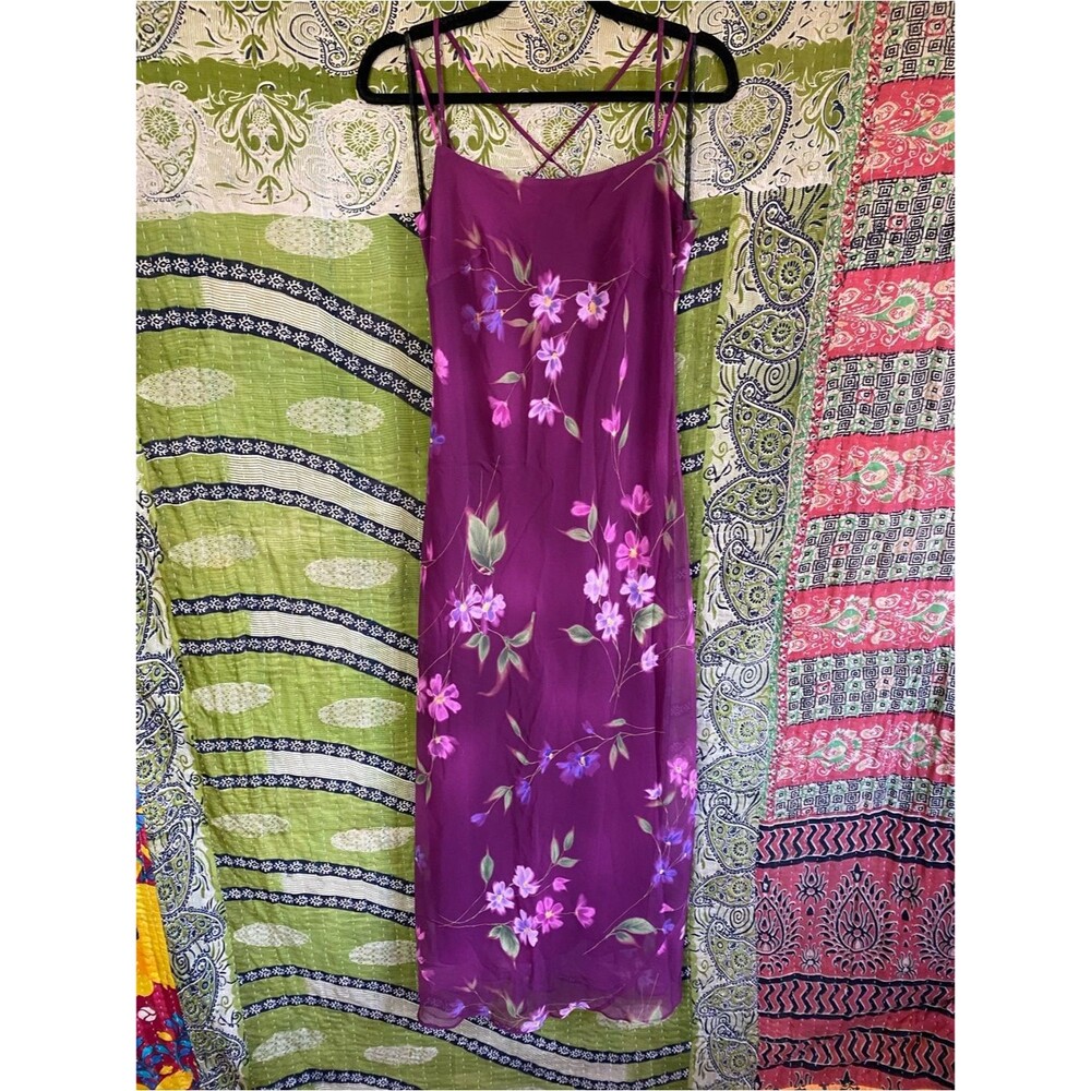 Vintage Y2K Studio Y Imperial Purple Floral Clueless Whimsigoth Maxi Dress 7/8